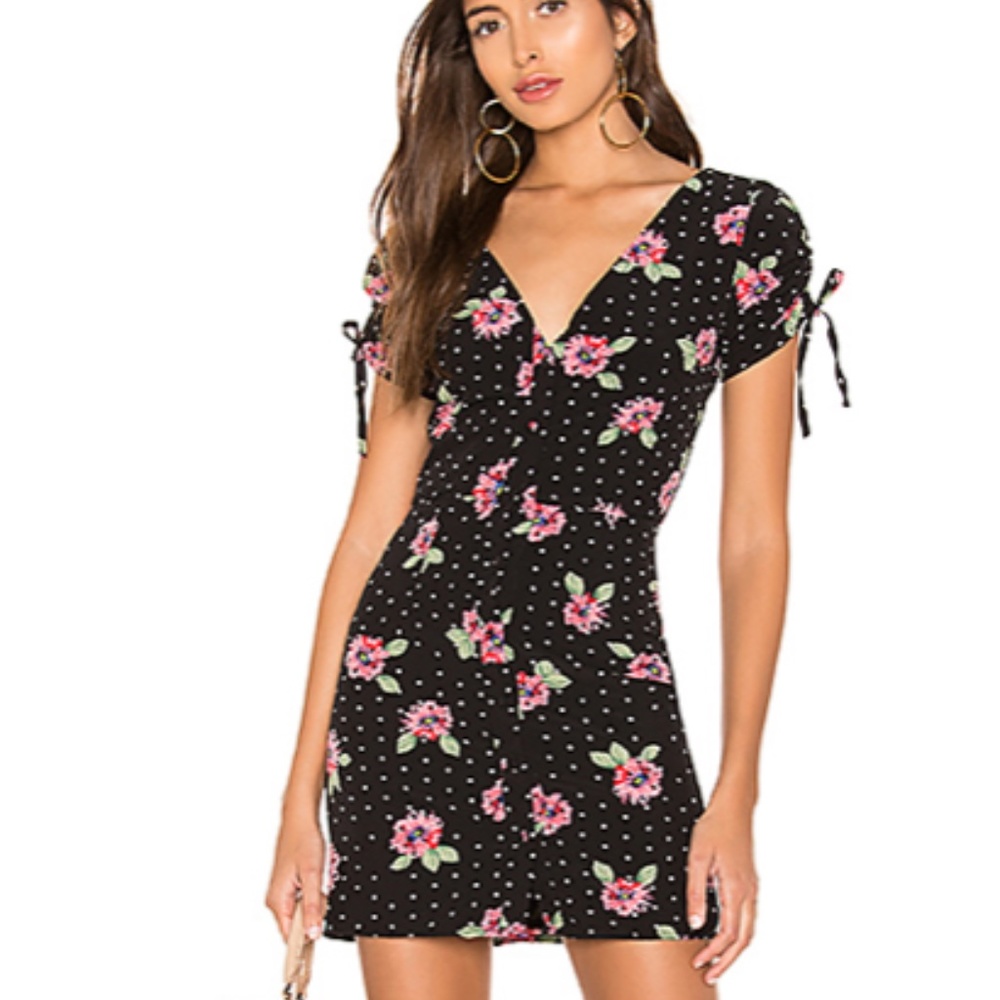 Lainie Botton Mini Dress in Floral Bolka Dot